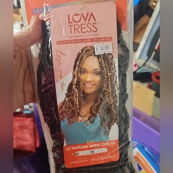 Lovatress Long Styl Crochet 2X Natural Born Locs 18" Color 1B Premium Edition - Picture 5 of 10